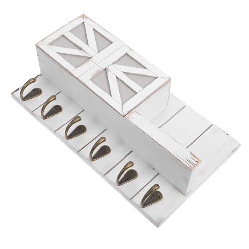 WEKADRIN Portachiavi da Parete con Mensola Galleggiante in Bianco Organizer per Ingresso Supporto Chiavi e Decorazione Vintage per Spazi Compatti