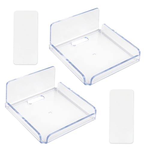 tinshow 2 PCS Acrylic Floating Shelves,Stick on Small Wall Mounted Shelf Clear Invisible Wall Storage Shelves Room Decor for Book/Photo/Picture/Display in Bedroom, Living Room, Bathroom