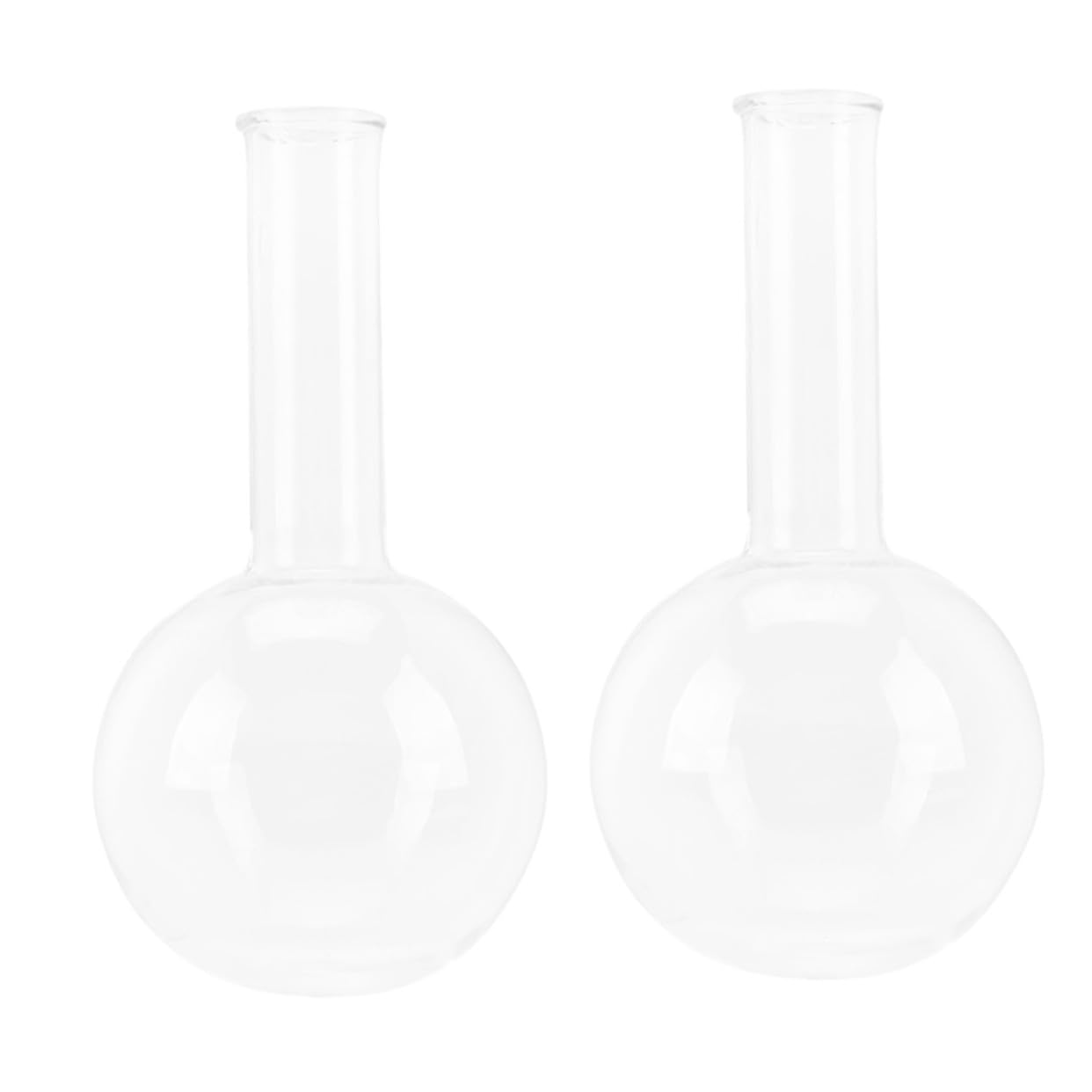 Matraz de Fondo Redondo Transparente de Vidrio 250ml, 2 Piezas