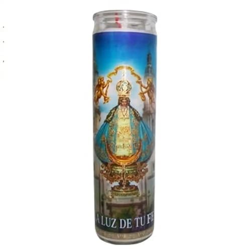 San Juan De Los Lagos White Candle Tall – 8-Inch Religious Prayer Candle in Glass Jar – Devotional Veladora for Home Altars, Churches, and Spiritual Ceremonies (Pack of 12)