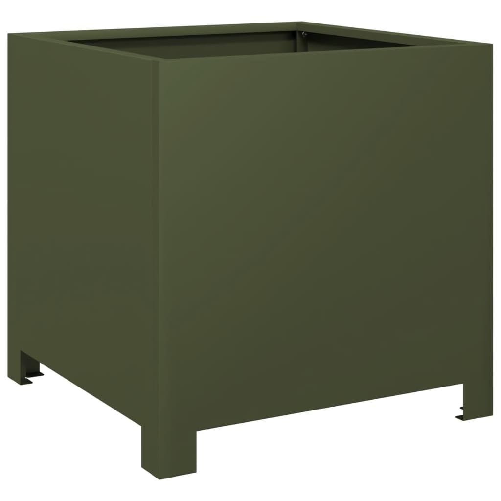 Fioriere 2 pz Verde Oliva 40x40x40 cm Acciaio | Senza fori di drenaggio, protezione contro le erbacce, per balcone patio giardino, resistente alla ruggine