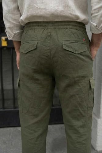 Image of Louis Philippe Men's Relaxed Straight fit Cuffed Bottom Hem for Jog & Travel Friendly with Multi Usage Pockets Casual Trouser