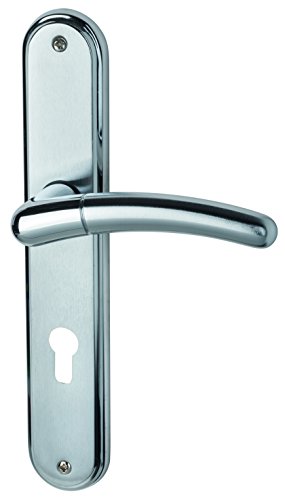 Alpertec Türbeschlag Betty - LS Messing chrom/chrom satiniert für Wohnungseingangstüren PZ Drückergarnitur Türdrücker Türbeschläge, 32961063