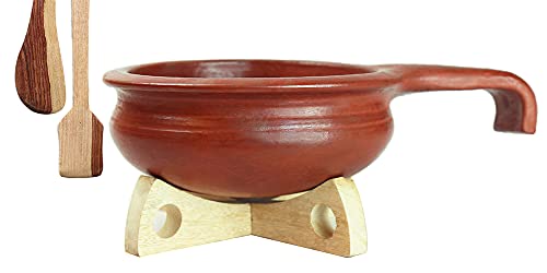 Craftsman India Perfection of Pottery Unglazed Clay Handi Cooking & Serving 1 Liter (1 Liter, RED)