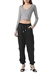 Forever 21 Satin Mid-Rise Cargo Pants Pantalones Informales, Negro, Large para Mujer