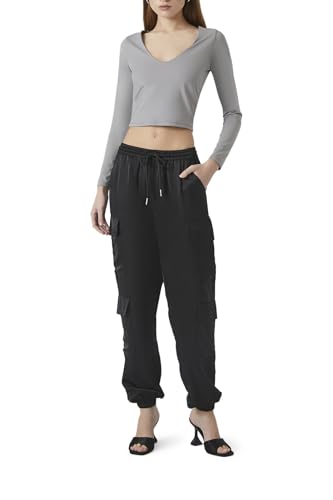Forever 21 Women's Satin Mid-Rise Cargo Pants