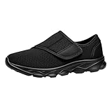 Atmungsaktive Herren-Wanderschuhe, Netzstoff, leicht, zum Hineinschlüpfen, mit verstellbarem Klettverschluss, lässiger Komfort, Sport-Sneaker für Sommer und Outdoor, Schwarz , 39 1/3 EU