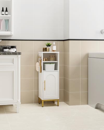 Bathroom-Storage-Cabinet-Corner-Floor-Cabinet-with-Door-Shelves-2Hooks-Small-Narrow-Storage-Organizer-Toilet-Paper-Cabinet-for-Small-Space-White Bathroom Storage Cabinet Corner Floor Cabinet with Door Shelves 2Hooks Small Narrow Storage Organizer Toilet Paper Cabinet for Small Space White