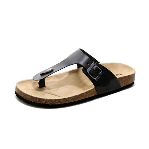 Womens Sandals, Genuine Leather Beach Slides Cork Footbed Slippers Non-Slip Mens Slides, Outdoor Vacation Women Footwear, Essentials Sandals2