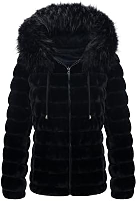 Bellivera Women Double Sided Faux Fur Jacket with Fur Collar, The Puffer Coat Worn on Both Sides 19225 Black M