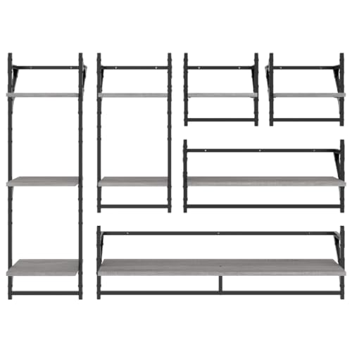 Estantes de pared para ahorrar espacio, juego de 6 baldas flotantes con barras protectoras 5