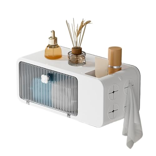 TQEBWUS Caja de pañuelos de baño, portarrollos de papel higiénico para baño, caja dispensadora de pañuelos montada en la pared, portarrollos de papel higiénico con alta capacidad de carga para cocina,