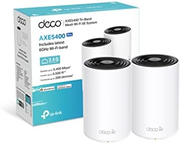 TP-Link Deco XE75 Pro AXE5400 Whole Home Tri-Band Mesh Wi-Fi 6E System, Gigabit Ports, AI-Driven Mesh, cover up to 5,500 ft2, Connect up to 200 devices,1.7 GHz Quad-Core CPU, HomeShield, 8K Pack of 2