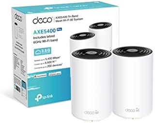 TP-Link Deco XE75 Pro AXE5400 Whole Home Tri-Band Mesh Wi-Fi 6E System, Gigabit Ports, AI-Driven Mesh, cover up to 5,500 ft2, Connect up to 200 devices,1.7 GHz Quad-Core CPU, HomeShield, 8K Pack of 2
