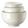 DOWAN Ceramic Mixing Bowls for Kitchen, Size 3.5/1.9/1.2 Qt Large Serving Bowl Set, Microwave and Dishwasher Safe, Sturdy & No Scratch, Nesting Bowls for Space Saving,Creme White