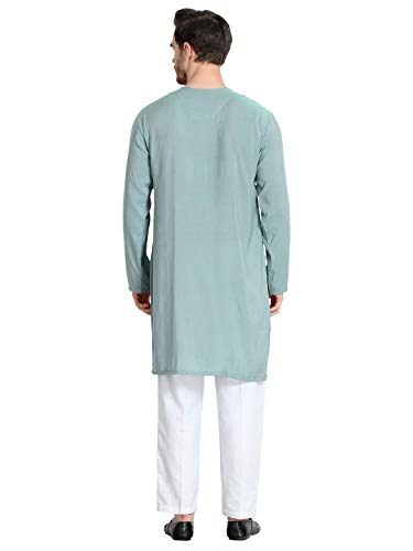Image of OM SAI LATEST CREATION Multicolored, Full Sleeve, Mandarin Collar, PALN Batik Long Plain Kurta for Men