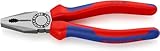 KNIPEX Kombizange, 180 mm, schneidet weichen Draht (Kupfer) und harten Draht (Stahldraht), greift...