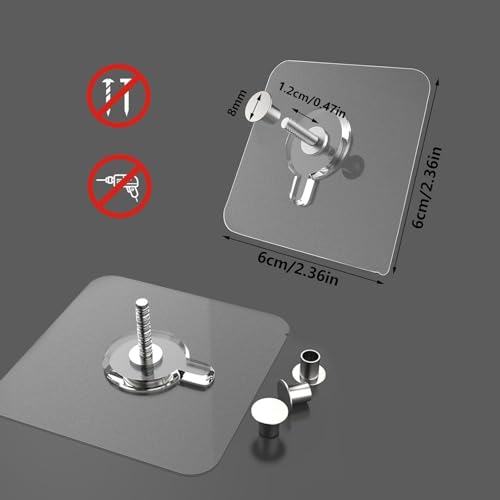 Image of 24 Pack Adhesive Wall Hooks, Wall Hangers Without Nails, No Damage Picture Hooks Waterproof and Rustproof to use Inside Kitchen, Bathroom, Home and Office (10mm)