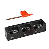 Dowel Plate, Dowel Maker Metric 10mm, 12mm, 14mm with 3 Pcs Carbide Blade and 1 Wrench, Electric Drill Milling Dowel Round Rod Auxiliary Tool Woodworking Tool Wooden Dowel Rods Auxiliary Tool 3 Holes