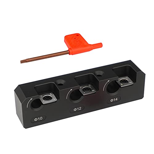 Dowel Plate, Dowel Maker Metric 10mm, 12mm, 14mm with 3 Pcs Carbide Blade and 1 Wrench, Electric Drill Milling Dowel Round Rod Auxiliary Tool Woodworking Tool Wooden Dowel Rods Auxiliary Tool 3 Holes