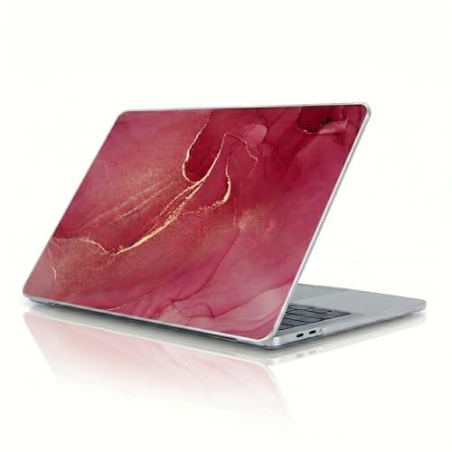 JZ Twarda osłona marmurowa do MacBook Neo 13 cali 2026, model A3404 z procesorem A18, ochronna cienka pokrywa z wentylacją - Wine Red Gold