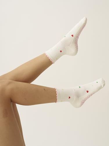 Image of Shapes Studio Half Calf Grip Socks, Cute Fruit Pilates Socks, Ruffle Socks, Non-Slip for Barre Yoga