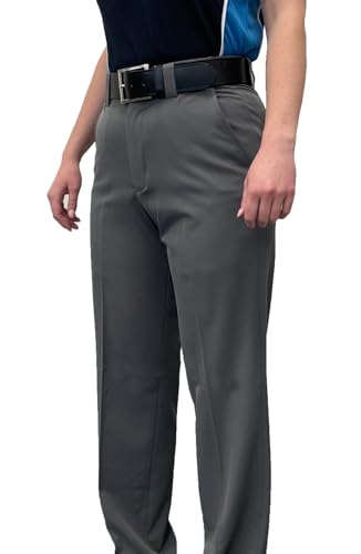 Smitty | BBS-359HG | Women's 4-Way Stretch Flat Front Base Pants Slash Pockets | Heather Grey Baseball Softball Umpire (14)