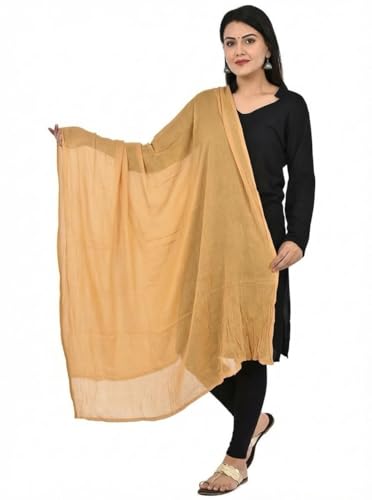 Image of Women's Solid Plain Pure Cotton long Dupatta & Chunnis odhni with pom pom border, 2.25 meter