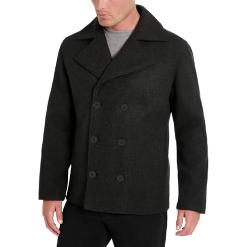 Image of Kenneth Cole Mens 4-Way Stretch Vented Pea Coat Gray L
