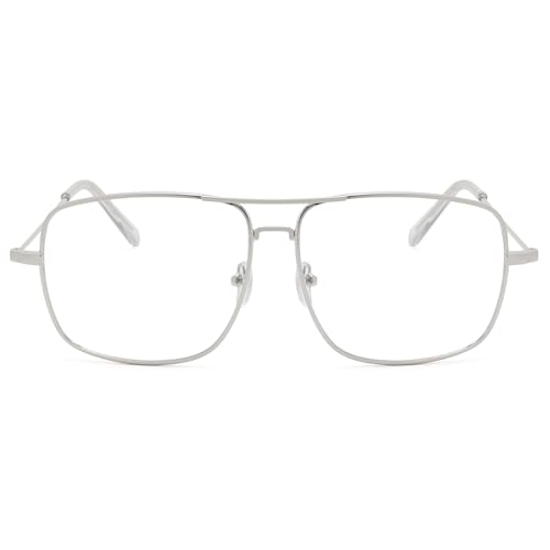 Image of Non Prescription Glasses - Classic Square Clear Lens Metal Frame for Men Women
