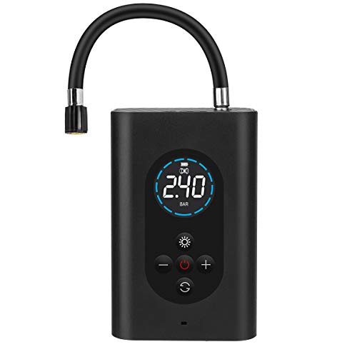 GLK Portable Air Compressor Cordless Tire Inflator Air Tire Pump with Rechargeable Battery, 150 PSI, with Digital Display Pressure Gauge LED Light for Car Bike Bicycles Balls and Other Inflatables