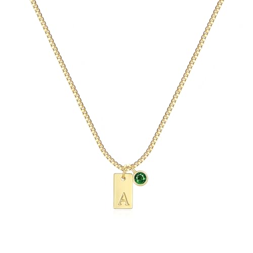 FUNEIA Initial Necklaces for Women Dainty Gold Birthstone Necklace for Women Trendy 14K Gold Plated...