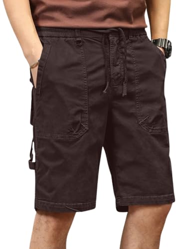 Image of Leriya Fashion Men Cotton Cargo Shorts | Lightweight Shorts Pant for Men | Elastic Waist with Drawstring | Casual Summer Cargo Short's for Man with Pockets