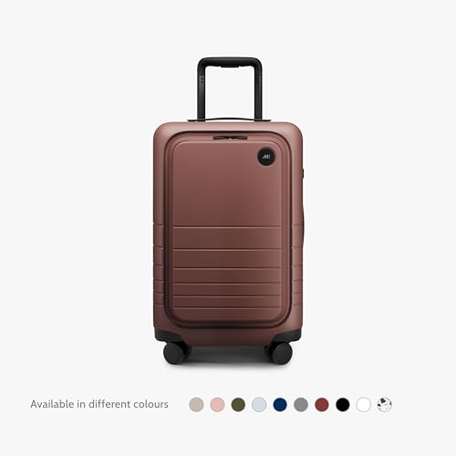 Image of Monos Carry-On Pro Plus Luggage 23 Inch - Hardside Spinner Suitcase with TSA Lock & Laptop Front Pocket | Airline Approved, 42L Polycarbonate Rolling Carry On | Fits 16 inch Laptop | Terracotta, Red