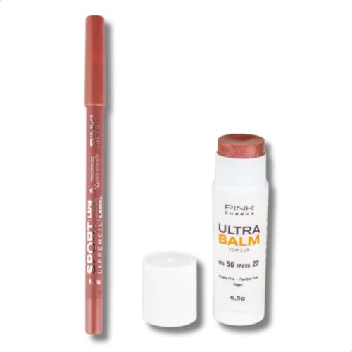 Combo Lápis Batom Labial Sport Lip Pencil Nude 1,2g, Protetor Labial Hidratante com Cor Ultra Balm F