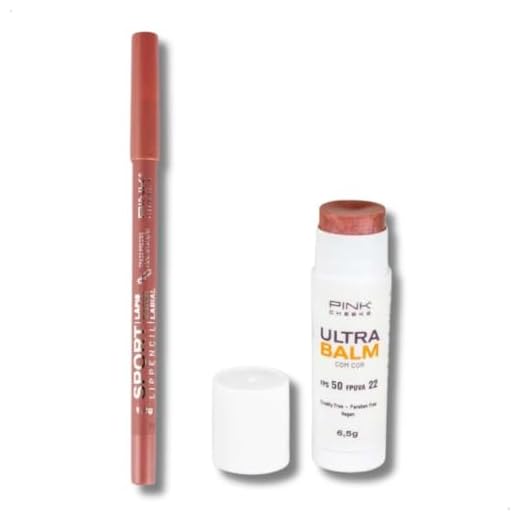 Combo Lápis Batom Labial Sport Lip Pencil Nude 1,2g, Protetor Labial Hidratante com Cor Ultra Balm FPS50 FPUVA22 Be Rose 6,5g