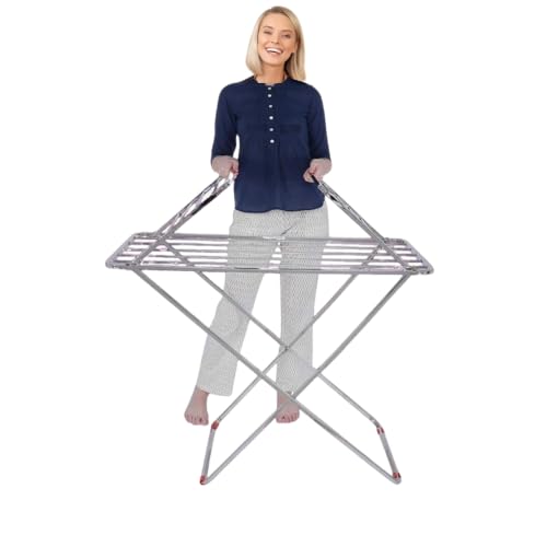 Image of CIPLA PLAST Heavy & Strong Stainless Steel Foldable Cloth Dryer Stand Double Rack Cloth Stands for Drying Clothes | Large Drying Area, Weather Resistant, Foldable- Ideal for Balcony Use
