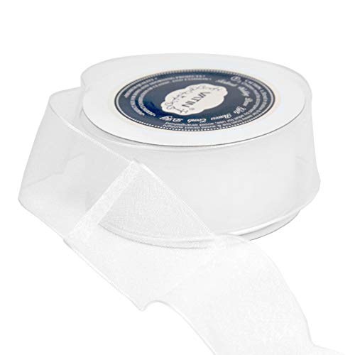 image for VATIN Christmas Ribbon Sheer Organza Wired Ribbon 1-1/2 inch 25 Yards 