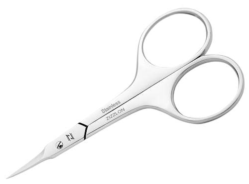 Zizzlon Cuticle Scissors Extra Fine Curved Blade, Extra Slim Scissors For Cuticles Care Professional Manicure Small Scissors With Precise Pointed Tip Grooming Blades, Eyebrow, Eyelash, And Dry Skin #TOP2
