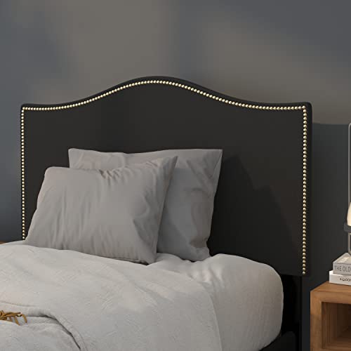 Flash Furniture Lexington Upholstered Twin Size Headboard with Accent Nail Trim in Black Fabric