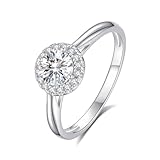 Alianza de boda para mujer con moissanita, anillos de compromiso pulidos con moissanita de corte redondo de 0,5 quilates, oro blanco de 9 quilates, 14 quilates, 18 quilates, platino Pt950, I 1/2