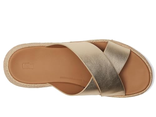 Image of FitFlop womens F-mode Espadrille Leather Flatform Cross Slides