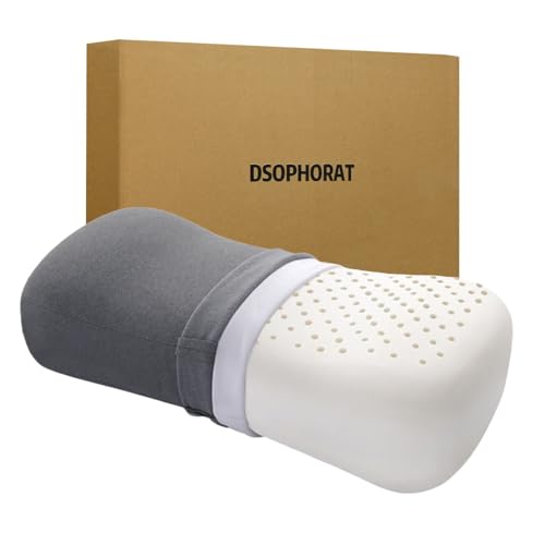 DSOPHORAT Natural Latex Pillow Latex Pillow Portable Single Small Pillow Travel Pillow Neck Pillow Small Size and Easy to Carry Comfortable(Gray)