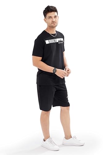 Image of WEET Cotton T-Shirt and Shorts Set for Men,Night Wear for Men,Men's Pyjama Set