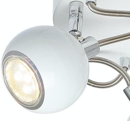 UKEW 3 Way Rotatable Ceiling Spotlights - GU10 Modern Adjustable Round Plate Design - Dimmable White Ceiling Light for Kitchen Living Room Lounge Bedroom