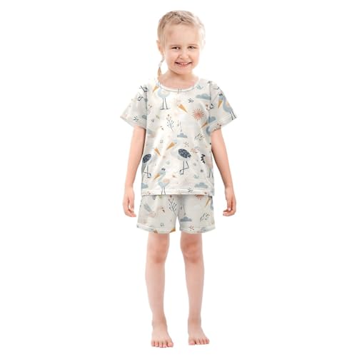 ALAZA Bird Flower Floral Pajamas Short Sleeve 2 Piece Sleepwear Top and Bottom Pajama Set Unisex3