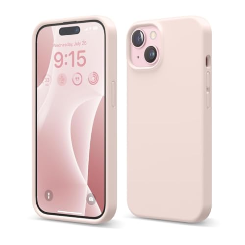 Image of Liquid Silicone Case Compatible for iPhone 15 Plus Lovely Pink | Slim Back Cover | Soft Touch Bumper | Shockproof Drop Protection | Microfiber Cloth Inside | Sleek Solid Design