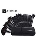 32pcs Vander Professional Premium Synthetic Kabuki Makeup Brush Set Cosmetics Foundation Eyebrow Shadow Blush Eyeliner Face Powder Brush Makeup Brush Kit + Makeup Bag Pouch Case(Black)