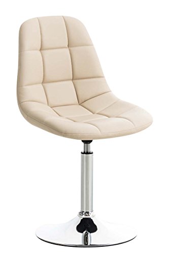 CLP Silla De Comedor Emil Tapizada En Cuero Sintético I Taburete Bajo Moderno con Asiento Giratorio, Color:Crema