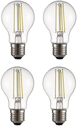 TEKLED® A60 Filament Vintage LED Bulbs | E27 Edison Screw | Energy Saving 6.5W Light Bulb 60W Equivalent | NONDIMMABLE Clear 4000K 806LM | 4-Pack | Cool White